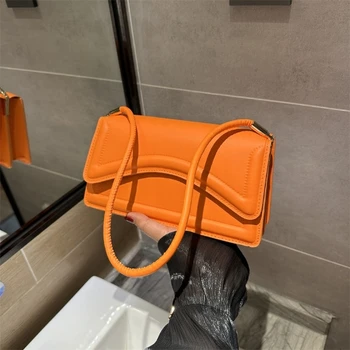 OL Оранжевый Модный тренд, женская сумка-мессенджер через плечо, искусственная кожа ПВХ, женские сумки, сумочка, чехол для телефона, кошельки, квадратная сумка-тоут