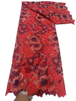 Новая трехмерная вышивка цветов горячим сверлением, водорастворимое кружево с полной вышивкой, африканская мода высокого класса cheongsam dre