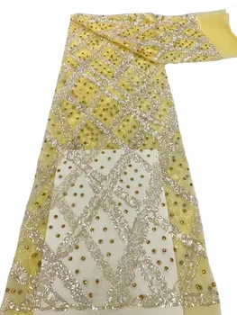 Новое нерегулярное кружево с блестящей вышивкой из бисера, французское модное свадебное платье Qipao, ткань для вечернего платья
