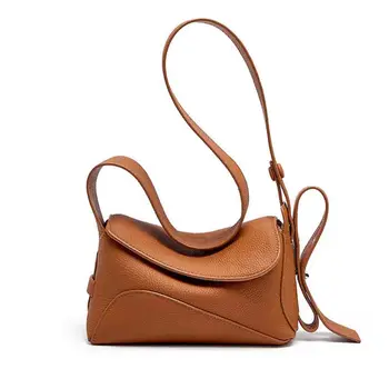 Женская кожаная сумка XZAN подмышками, роскошные летние седельные сумки из воловьей кожи, мини-тоут, женская маленькая повседневная сумка коричневого цвета, новинка 2023 года