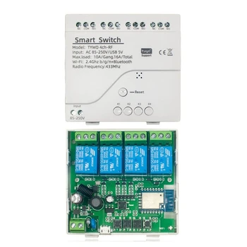 1 ШТ. Модуль Tuya Smart Switch Wifi Switch DIY Timer AC 85V-250V 4CH RF Белый для Alexa Google Home