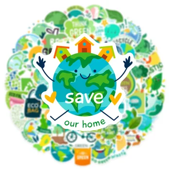 60шт Зеленая наклейка Eco Protect Earth для Ipad Чемодан Чехол для телефона Канцелярские принадлежности для скрапбукинга Винтажные наклейки в упаковке