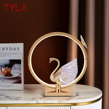 Современная настольная лампа TYLA с золотым светодиодом Swan, креативный дизайн, настольное освещение, декор для дома, гостиной