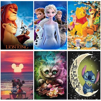 Disney Full 5D Алмазная живопись, Мультяшный Закат, Мозаичная вышивка Микки Мауса, Замороженная Принцесса, Картины из горного хрусталя, Домашний декор
