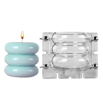 Цилиндрическая форма для свечей 3D Трехслойная Круглая форма для свечей Абстрактное искусство Форма для мыла для свечей из ПК Форма для шоколадного торта с помадкой