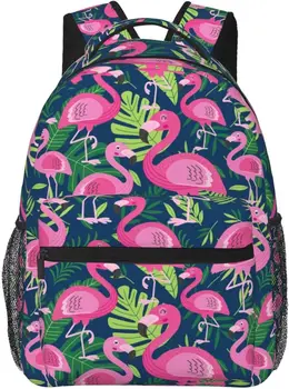 Рюкзак Flamingo с Монстерой, сумки для ноутбуков большой емкости, Водонепроницаемые Легкие Аксессуары для работы, Дорожная сумка
