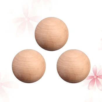 3шт деревянных круглых незаконченных шариков из натуральной древесины Гладких сфер для шлифования и поделок из дерева