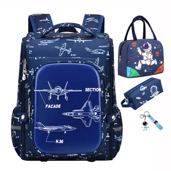 Рюкзак для мальчиков, рюкзак для начальной космической школы, Высококачественное школьное оборудование для детей, сумка для книг, Водонепроницаемый набор для ланча