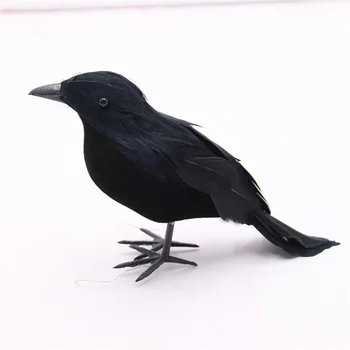 Маленькая модель черной вороны на Хэллоуин, реалистичная пластиковая статуэтка, привлекающая внимание Имитация поддельной птицы, Компактное украшение для дома, легкий вес