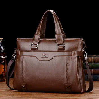 Винтажный мужской портфель на молнии, деловая представительская сумка из искусственной кожи, большая вместительная сумка-мессенджер, мужской ноутбук