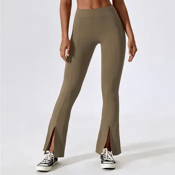 Расклешенные Брюки для йоги Женские брюки с высокой талией и широкими штанинами Женские тренировки в тренажерном зале Спортивные Черные расклешенные брюки для латиноамериканских танцев