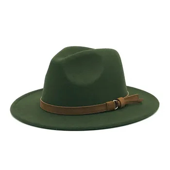 Мужская и женская винтажная Фетровая шляпа Windfall с широкими полями и пряжкой для ремня, мужская шляпа Очень большого размера для женщин
