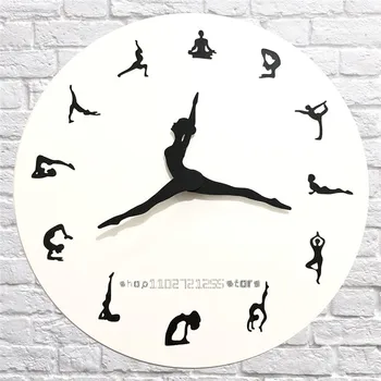 Настенные часы своими руками Фон для гостиной Декоративные Креативные часы с рисунком для йоги своими РУКАМИ Часы для студии йоги