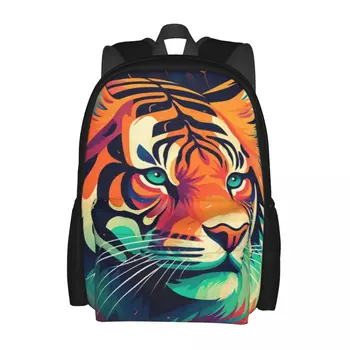 Рюкзак Tiger с красочной иллюстрацией, яркие молодежные рюкзаки для колледжа из полиэстера, большие классные сумки для средней школы, рюкзак