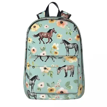 Рюкзаки с лошадьми и цветами Для мальчиков И девочек, Сумка для книг, Детские школьные сумки, Мультяшный Детский рюкзак, Дорожный рюкзак, сумка через плечо