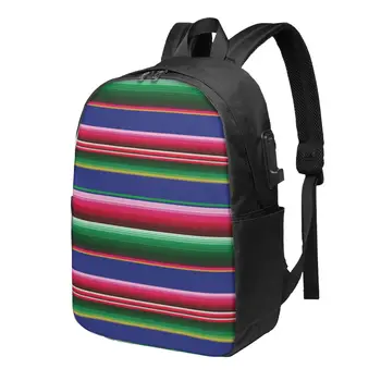 Красочное Мексиканское Одеяло в полоску, Школьный рюкзак Большой емкости, Модный Водонепроницаемый Регулируемый Спортивный Рюкзак для путешествий