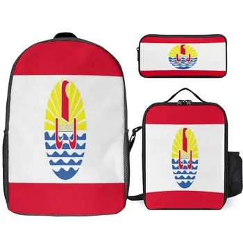 Французская Полинезия, детские школьные сумки для мальчиков и девочек, 3 шт./компл., рюкзак для книг, рюкзаки большой емкости с ланч-боксом/пенсом