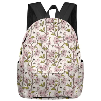 Студенческие школьные сумки Cherry Blossom Bee Fresh, Ноутбук, Изготовленный на заказ рюкзак для мужчин, женщин, женщин для путешествий Mochila