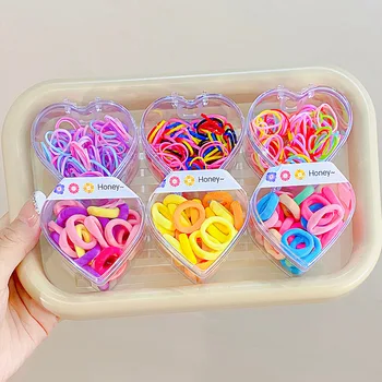Набор резинок Love Heart в коробке Macaron с высокой Резинкой для девочек, Милые Аксессуары для плетения волос для девочек, Инструменты