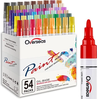 Фломастеры для масляной краски, ручки 5-54 цветов, фломастеры со средним кончиком, перманентные водонепроницаемые и быстросохнущие, разноцветные фломастеры для металла