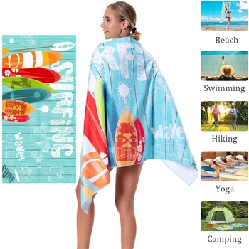 Быстросохнущее полотенце из микрофибры 80x160, пляжное полотенце с принтом, суперабсорбирующее полотенце для плавания, идеально подходящее для серфинга, путешествий по бассейну