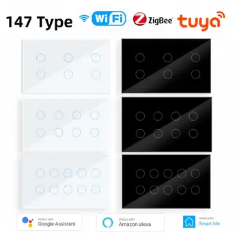 Умный переключатель Tuya WIFI Zigbee 147 Тип 6/8/10 gang Домашняя Панель настенного выключателя Alexa Google Home Control Прерыватель для умной жизни