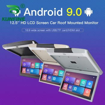 12,5-дюймовый Дисплей цифровой экран Android 9.0 Монитор на крыше автомобиля ЖК-откидной экран Накладное Мультимедийное Видео Потолочное крепление на крыше