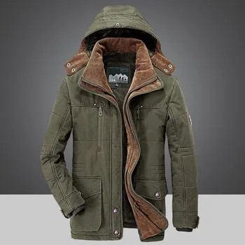 Новая зимняя мужская куртка с хлопковой подкладкой средней длины плюс утолщенный флис для молодежного отдыха, Ветрозащитная теплая стеганая хлопчатобумажная одежда