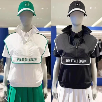 Женская одежда для гольфа WAAC 2023 Летний тонкий пуловер Топ со стоячим вырезом на молнии наполовину Для отдыха на открытом воздухе Гольф Спортивный Дышащий жилет