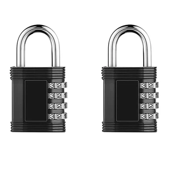 2X Наружный замок, 4-значный кодовый замок для шкафчиков в спортзале, набор инструментов - сбрасываемый и защищенный от атмосферных воздействий цифровой замок, черный