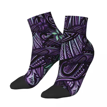 Фиолетовый рай Гавайские самоанские полинезийские племенные носки 1506 Мужские Женские Зимние чулки Harajuku