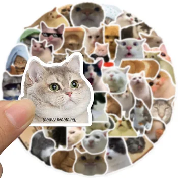 50ШТ Наклейка для альбома Kawaii Smile Cat Эстетические канцелярские принадлежности из ПВХ для детского декора, школьные принадлежности для скрапбукинга