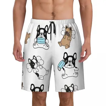 Мужские плавки с рисунком французского Бульдога на заказ, Быстросохнущие пляжные шорты для любителей собак, купальники, костюмы, Пляжные шорты