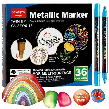 Маркер с металлической краской, 36 цветов, ручки для рисования, Акриловый маркер, Перманентный художественный маркер, двойные наконечники, акриловый маркер для всей поверхности