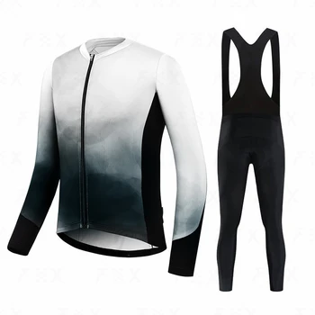 Осенний комплект для велоспорта, мужской трикотаж с длинным рукавом, быстросохнущая велосипедная одежда MTB Maillot Ropa Ciclismo, спортивная одежда для шоссейных велосипедов.