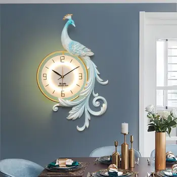 Креативные настенные часы с Павлином, домашнее украшение для гостиной, Модные настенные часы в форме личности, Настенные подвесные часы