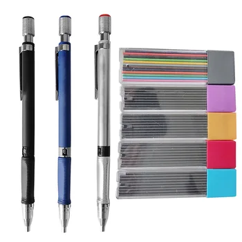 3шт 2,0 мм Механический карандаш для рисования в школьном офисе, Металлическая механическая ручка, канцелярские принадлежности для рисования