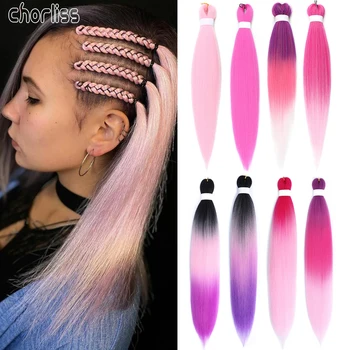 26-дюймовая предварительно растянутая легкая коса для волос Kanekalon Ombre Jumbo для наращивания волос коса для волос Розово-фиолетовая африканская женщина