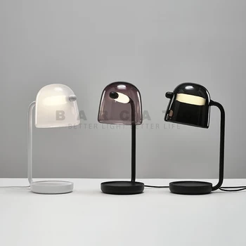 Настольная лампа из дымчато-серого стекла, светодиодная современная Декоративная настольная лампа, Аксессуары для спальни, светодиодные декоративные лампы для гостиной
