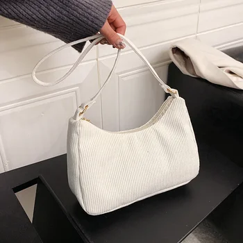 Женская сумка Тренд 2023 Ретро Вельветовая однотонная сумка через плечо подмышками Маленькие сумки на каждый день Роскошные женские брендовые сумки