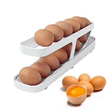 Стеллаж для холодильника с прокруткой, Органайзер для яиц, Автоматическое Яйцо Для кухни, Коробка для дозирования яиц, Держатель Корзины, Контейнер
