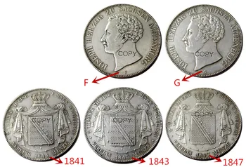 ШТАТЫ Германии. Saxe-Altenburg. Джозеф. Набор (1841 1843 1847) копировальных монет FG 6ШТ AR с серебряным покрытием номиналом 2 талера