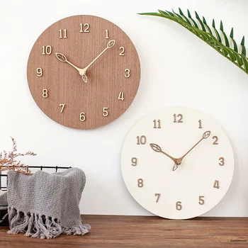 12-Дюймовые бесшумные настенные часы для гостиной кухни магазина Wood Nordic Fashion Home Настенные часы без тиканья Кварцевые Цифровые Часы