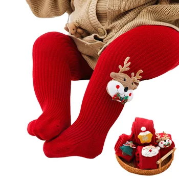 Детские колготки с изображением Лося и Санта-Клауса, детские колготки для девочек и мальчиков, Вязаные леггинсы в виде Рождественской елки, Детская одежда, подарок на Новый Год