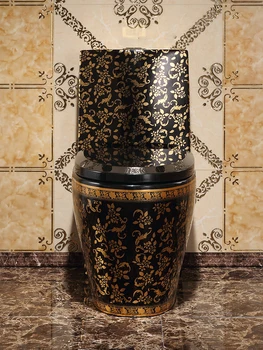 Красочный золотой черный туалет, туалетный унитаз, супер вихревая помпа, анти-запах, бытовой креативный керамический умный унитаз, золотой унитаз