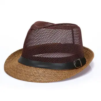 Мужская Женская шляпа, солнцезащитная шляпа, Дышащая мужская Полая сетчатая шляпа с широкими полями, декор ремня, Стильная защита от солнца для всех