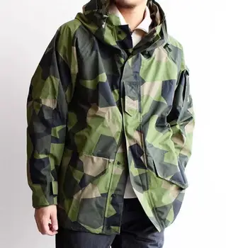 Шведское камуфляжное пальто Зимняя куртка Толстая уличная военная зеленая геометрия M90