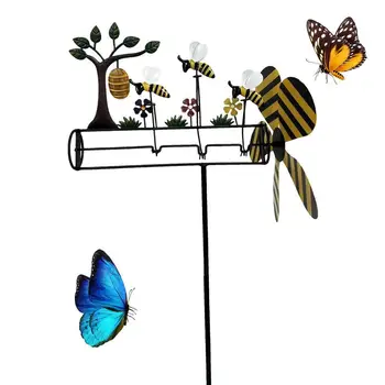 Универсальная Пчелиная ветряная мельница, Металлическая Ветряная вертушка, Прочные Вертушки, Украшения, Реквизит для дома, наружного двора, Газона, сада