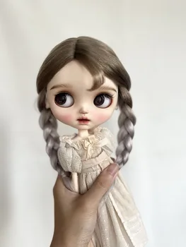Кукольные парики для Blythe Qbaby с градиентными длинными косами из мохера и волнистыми рулонами длиной 9-10 дюймов