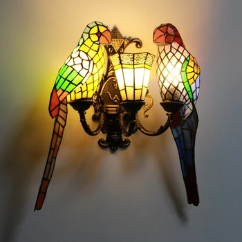 Хуэцзин Тифани, европейский стиль, сельский попугай, настенный светильник, украшение стен коридора, Европейский стиль, сельские настенные поделки